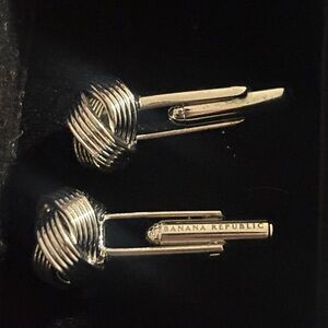 Banana Republic Silver Knot Cufflinks and Tie Bar Set